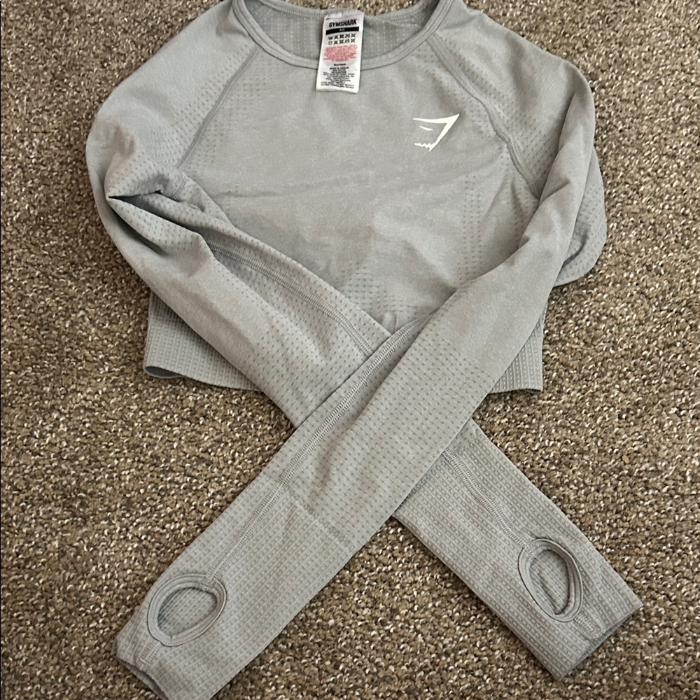 Gymshar Gray Long Sleeve cropped Top